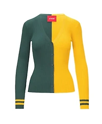 Women's Staud Green, Gold Green Bay Packers Cargo Sweater