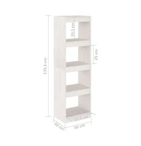 Book Cabinet Room Divider White 15.7"x11.8"x53.3" Solid Wood Pine