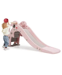 Inolait Sugift 3-in-1 Kids Climber Slide Play Set with Basketball Hoop and Ball