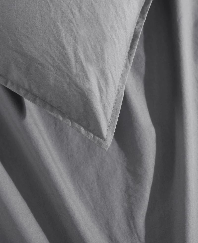 Calvin Klein Washed Percale Cotton Solid 3 Piece Comforter Set