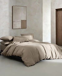 Closeout! Calvin Klein Organic Earth Solid Cotton Sateen 3 Piece Duvet Cover Set