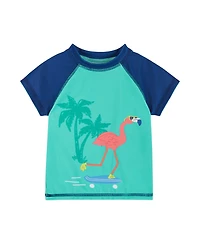 Toddler/Child Boys Sailboat Graphic Raglan Rashguard and Boardshort