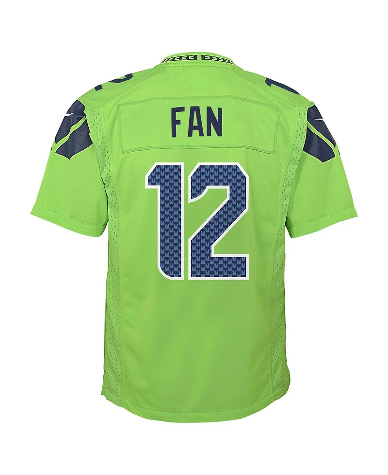 Big Boys Nike 12th Fan Neon Green Seattle Seahawks Game Jersey