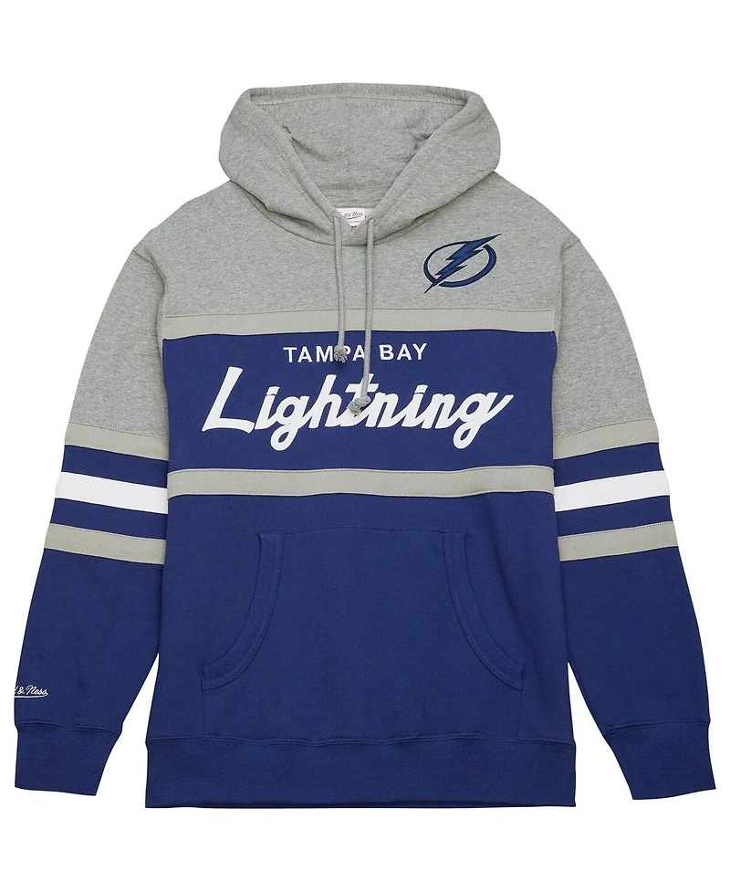 Men's Mitchell & Ness Blue, Gray Tampa Bay Lightning Head Coach Pullover Hoodie