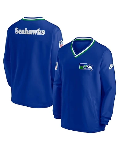 Men's Nike Royal Seattle Seahawks Throwback V-Neck Pullover Windbreaker