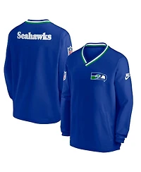 Men's Nike Royal Seattle Seahawks Throwback V-Neck Pullover Windbreaker