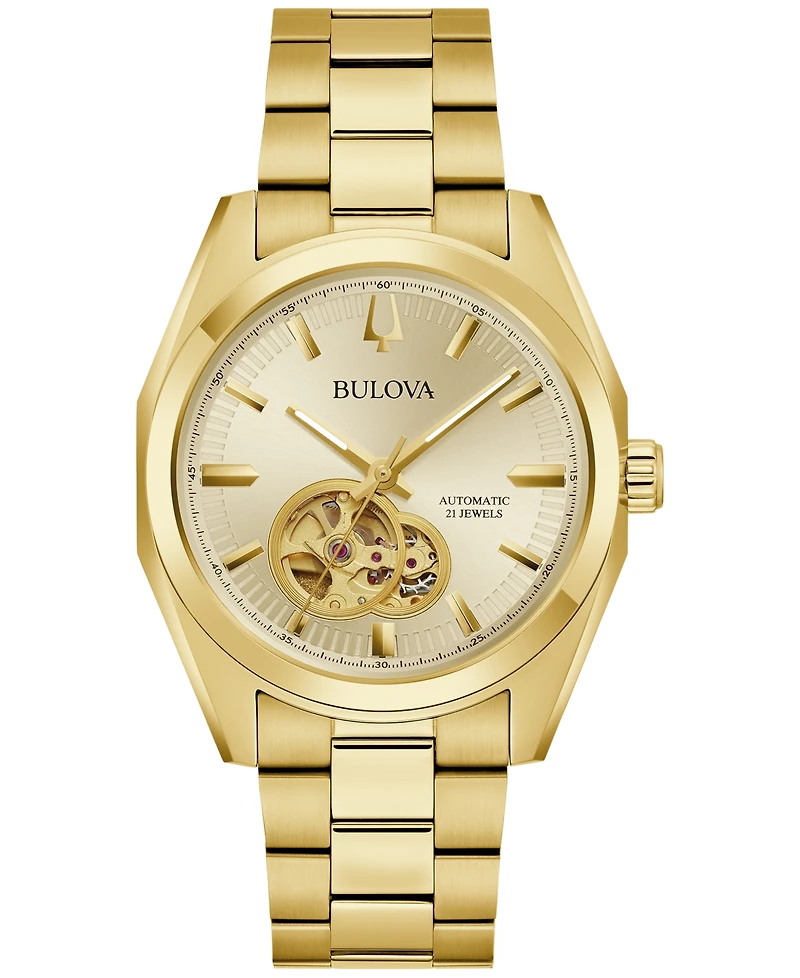 Bulova Men's Automatic Surveyor Gold-Tone Stainless Steel Bracelet Watch 39mm