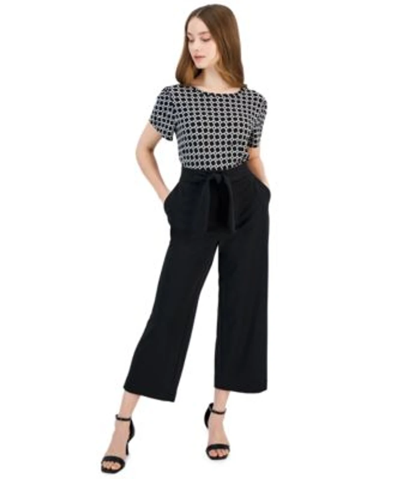 Ak Anne Klein Petite Tulip Sleeve Top Wide Leg Pants