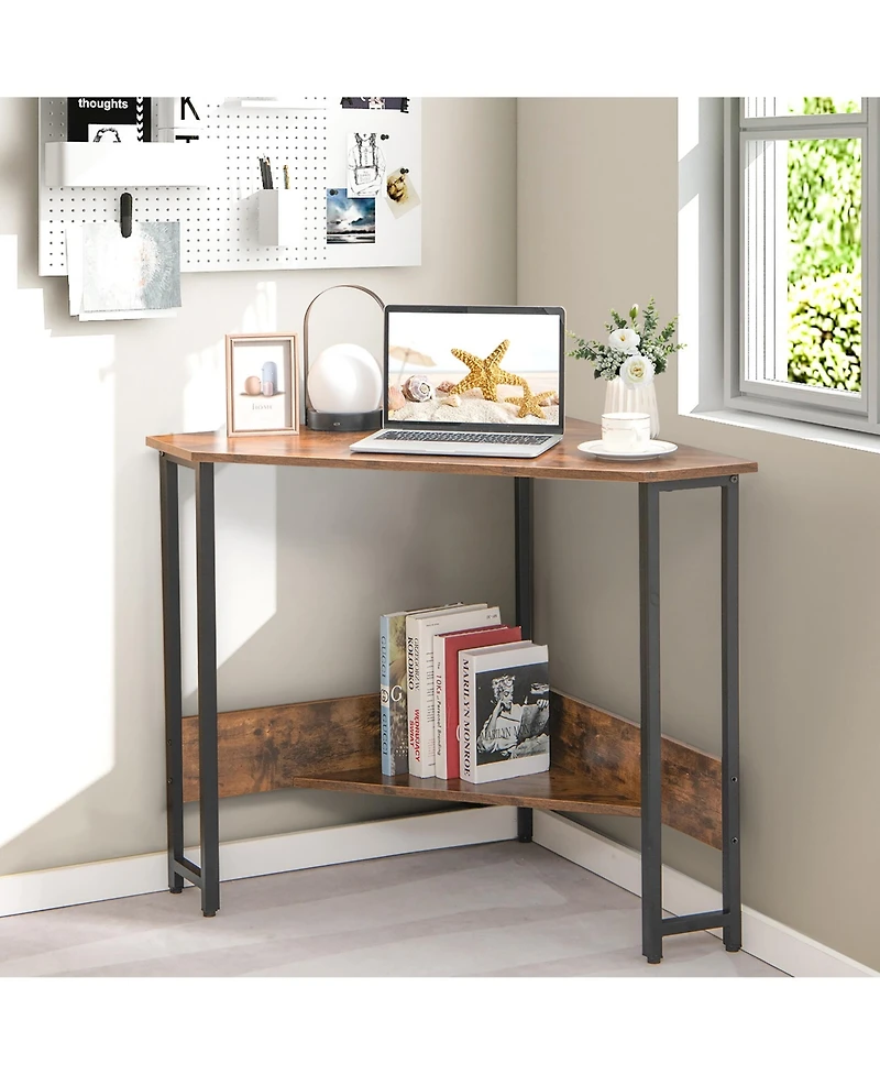 Triangle Computer Desk Corner Desk Home Office w/Power Outlets Usb Ports