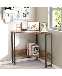 Triangle Computer Desk Corner Desk Home Office w/Power Outlets Usb Ports