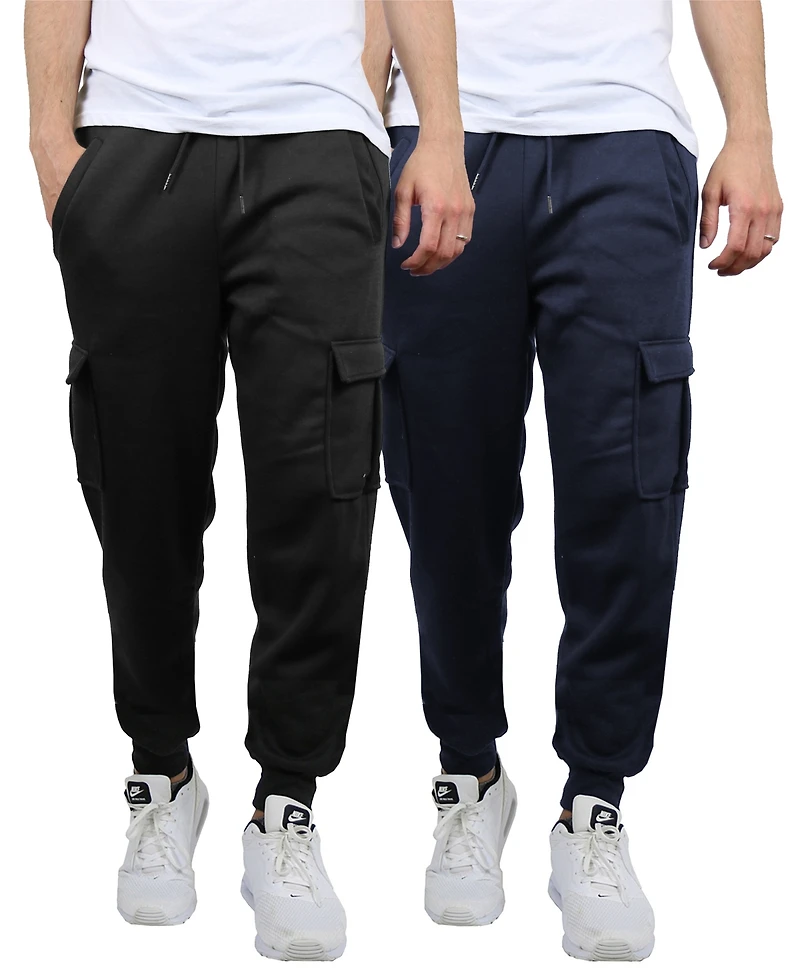 Blue Ice Men's Heavyweight Fleece-Lined Cargo Jogger Sweatpants, Pack of 2