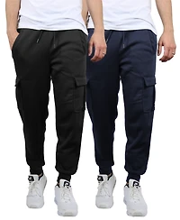 Blue Ice Men's Heavyweight Fleece-Lined Cargo Jogger Sweatpants, Pack of 2
