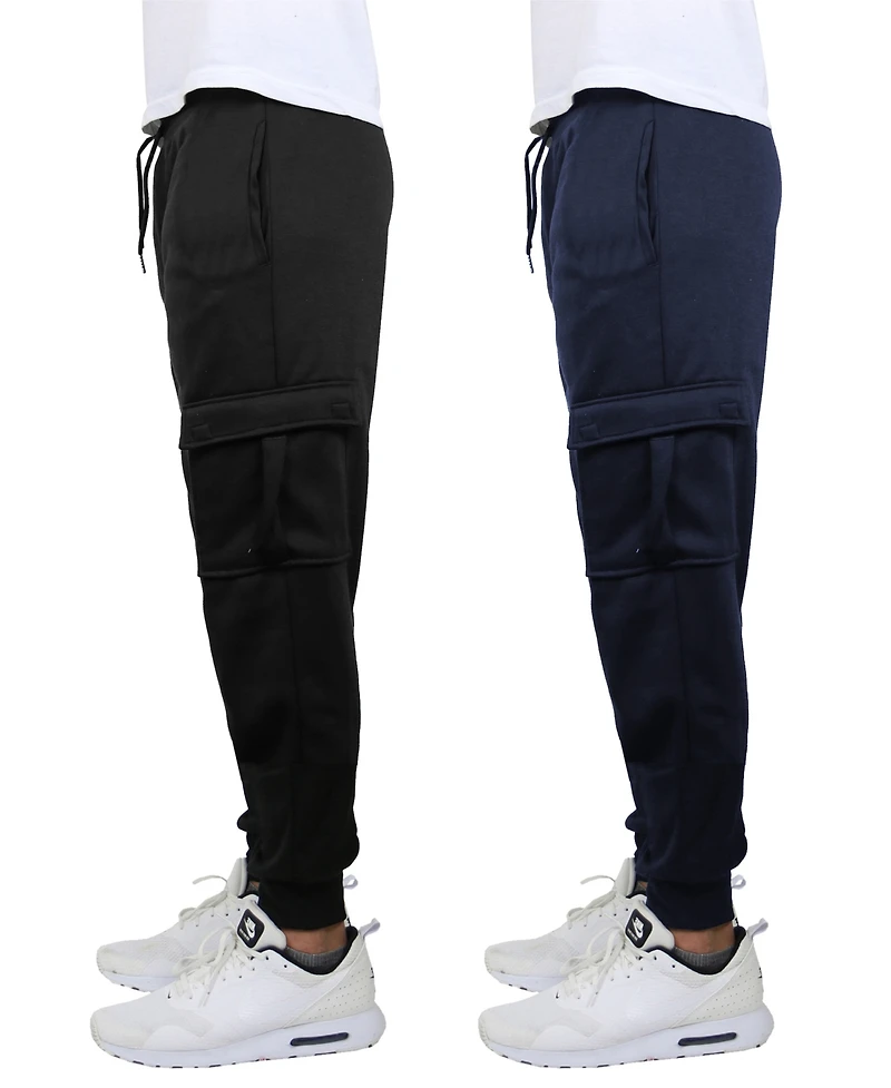 Blue Ice Men's Heavyweight Fleece-Lined Cargo Jogger Sweatpants, Pack of 2