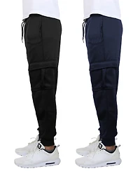 Blue Ice Men's Heavyweight Fleece-Lined Cargo Jogger Sweatpants, Pack of 2