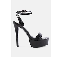 Womens Queen Bee Rhinestone Heeled Sandals
