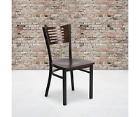 Emma+Oliver Decorative Slat Back Metal Restaurant Dining Chair