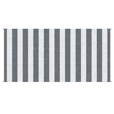 Outsunny Outdoor Rug with Carry Bag 9' x 18' Plastic Straw Rug Gray & White