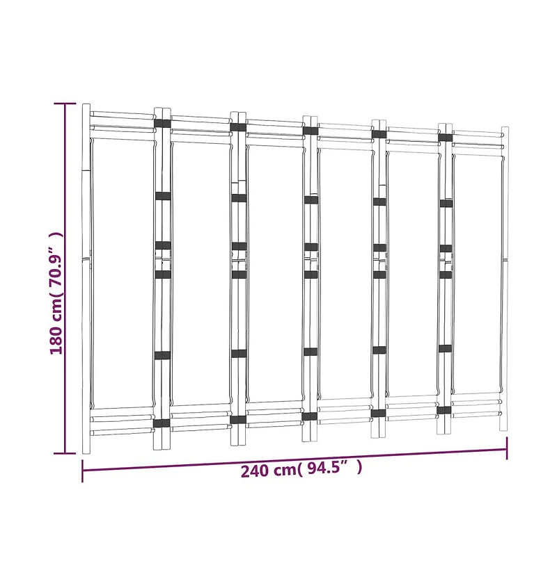 Folding 6-Panel Room Divider 94.5" Bamboo and Canvas