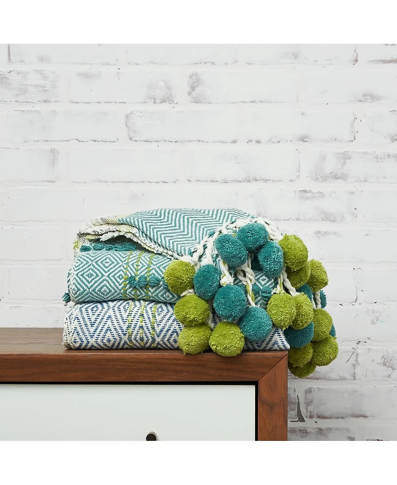 Highland Geometric Pom-Pom 50" x 60" Throw Blanket
