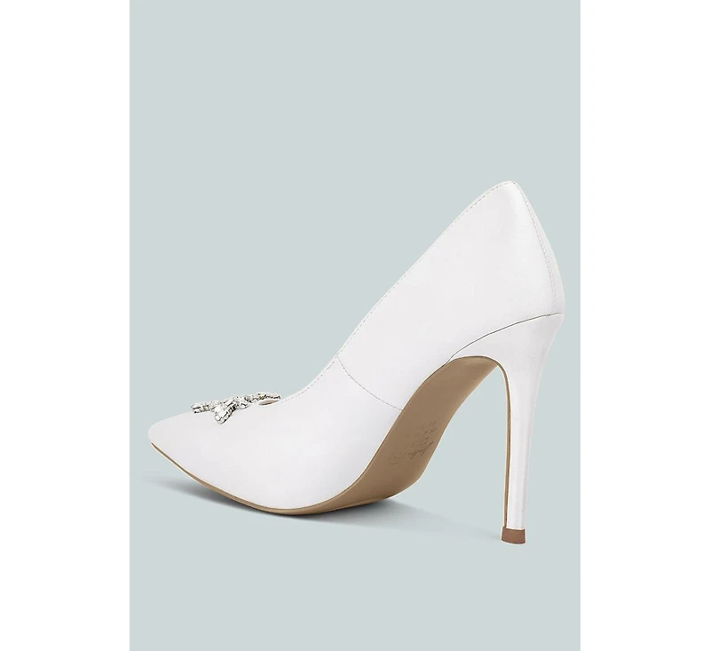 Rhinestones Embellished Satin Stiletto Pumps Women