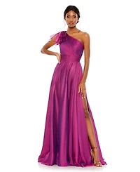 Women's Pleated One Shoulder Chiffon Gown
