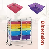 12 Drawers Rolling Cart Storage Mutlicolor Scrapbook Paper Studio Organizer Bins Gradient