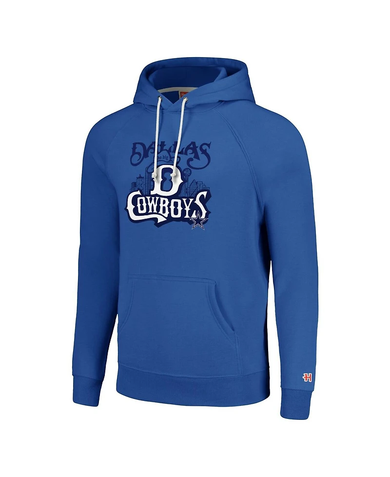 Men's and Women's Homage Royal Dallas Cowboys Hyperlocal Raglan Pullover Hoodie