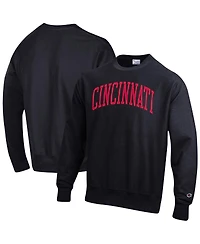 Men's Champion Black Cincinnati Bearcats Arch Reverse Weave Pullover Sweatshirt