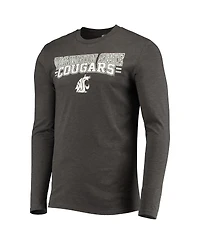 Men's Concepts Sport Crimson, Heathered Charcoal Distressed Washington State Cougars Meter Long Sleeve T-shirt and Pants Sleep Set
