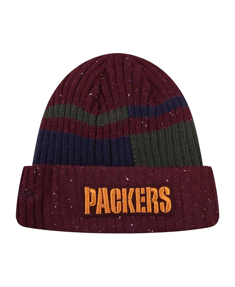 Men's Pro Standard Burgundy Green Bay Packers Speckled Cuffed Knit Hat