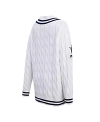 Women's Pro Standard White Dallas Cowboys Prep V-Neck Pullover Sweater