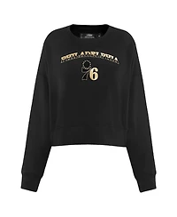 Women's Pro Standard Black Philadelphia 76ers Glam Cropped Pullover Sweatshirt