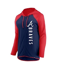 Women's Fanatics Navy, Red Atlanta Braves Forever Fan Full-Zip Hoodie Jacket