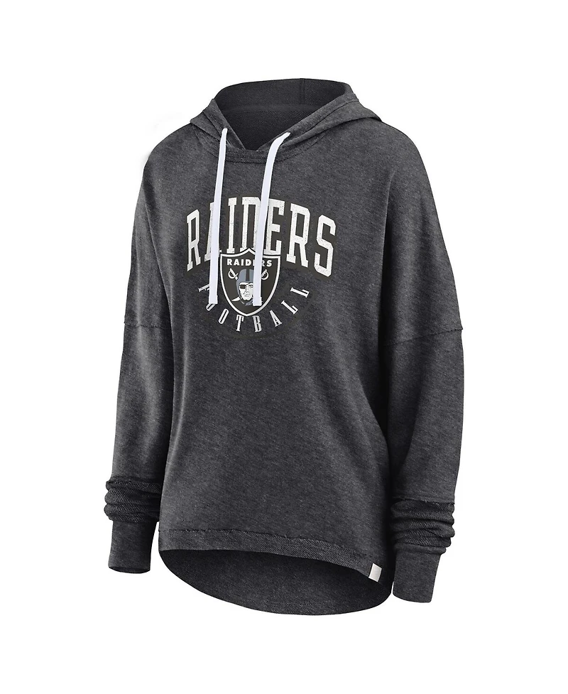 Women's Fanatics Charcoal Distressed Las Vegas Raiders Lounge Helmet Arch Pullover Hoodie