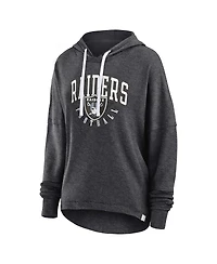 Women's Fanatics Charcoal Distressed Las Vegas Raiders Lounge Helmet Arch Pullover Hoodie