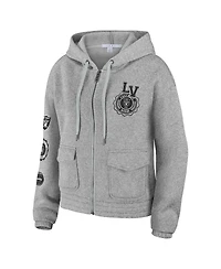 Women's Wear by Erin Andrews Heather Gray Las Vegas Raiders Full-Zip Hoodie