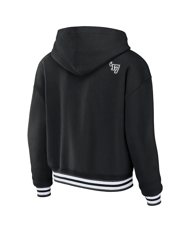 Women's Wear by Erin Andrews Black Vegas Golden Knights Lace-Up Pullover Hoodie