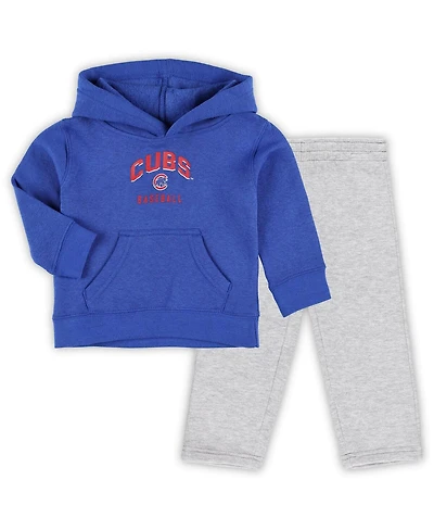 Infant Boys and Girls Royal, Heather Gray Chicago Cubs Play by Play Pullover Hoodie and Pants Set