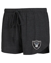 Women's Concepts Sport Black, Charcoal Las Vegas Raiders Raglan Long Sleeve T-shirt and Shorts Lounge Set