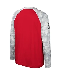 Big Boys Colosseum Red, Camo Wisconsin Badgers Oht Military-Inspired Appreciation Dark Star Raglan Long Sleeve T-shirt