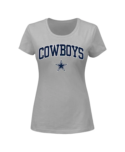 Women's Fanatics Gray Dallas Cowboys Plus Size Arch Over Logo T-shirt