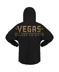 Women's Fanatics Black Vegas Golden Knights Jersey Lace-Up V-Neck Long Sleeve Hoodie T-shirt