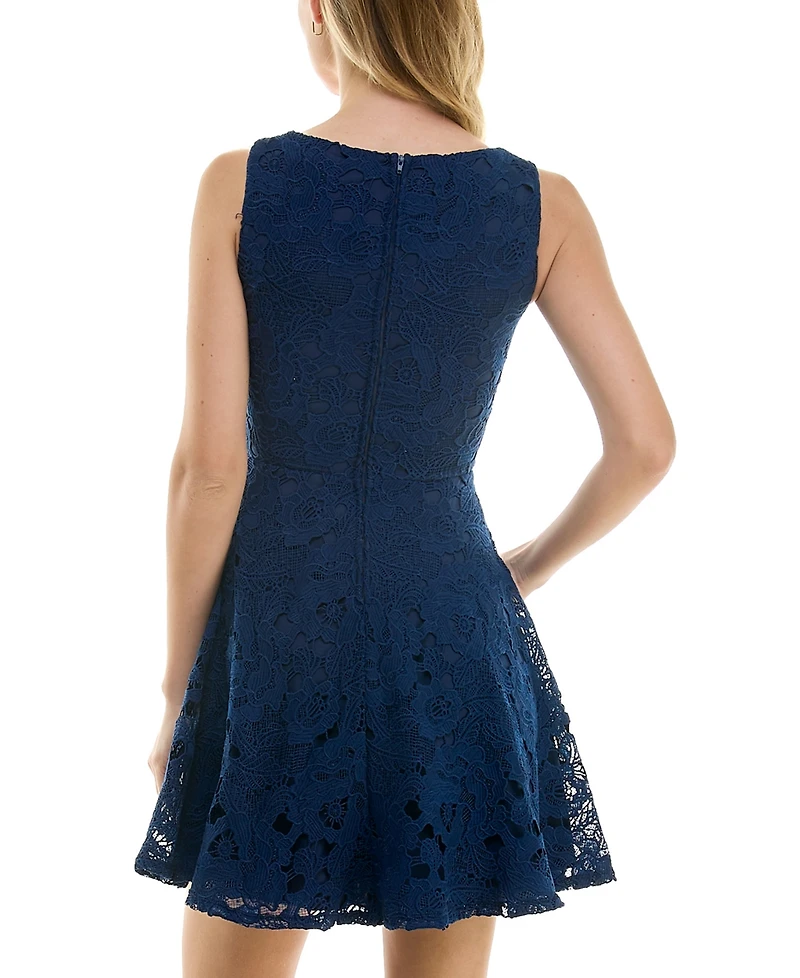 City Studios Juniors' Square-Neck Fit & Flare Skater Dress