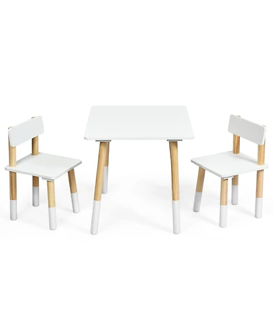 Kids Wooden Table & 2 Chairs Set Children Activity Table Set