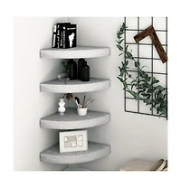 Wall Corner Shelves 4 pcs Concrete Gray 9.8"x9.8"x1.4" Mdf