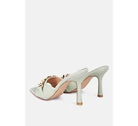 Womens Mermaid Quilted Metallic Chain Embellished Sandals