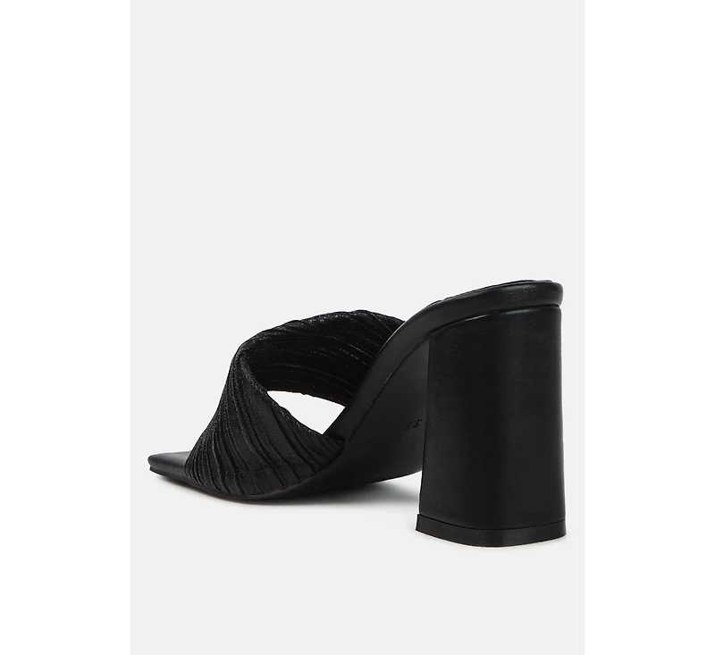 Womens Salty You Crinkled Triangular Block Heel Sandals