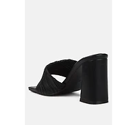 Womens Salty You Crinkled Triangular Block Heel Sandals