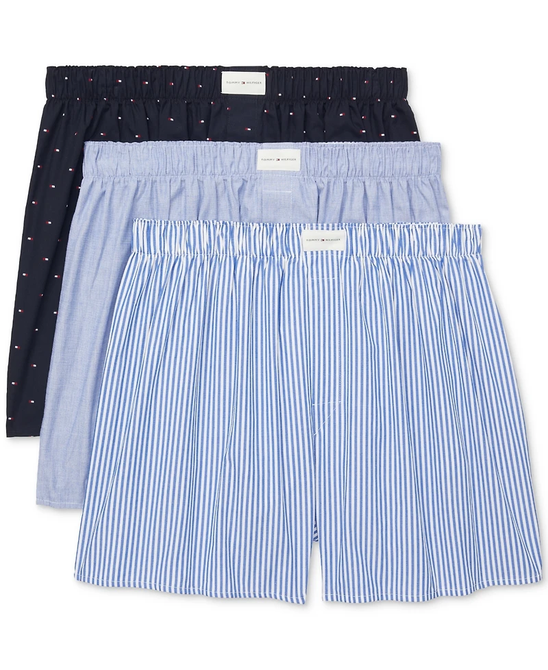 Tommy Hilfiger Men's 3-Pack Classic Printed Cotton Poplin Boxers