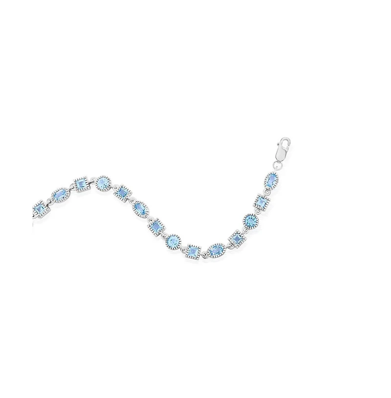 Sterling Silver Oval and Square Gem Bracelet